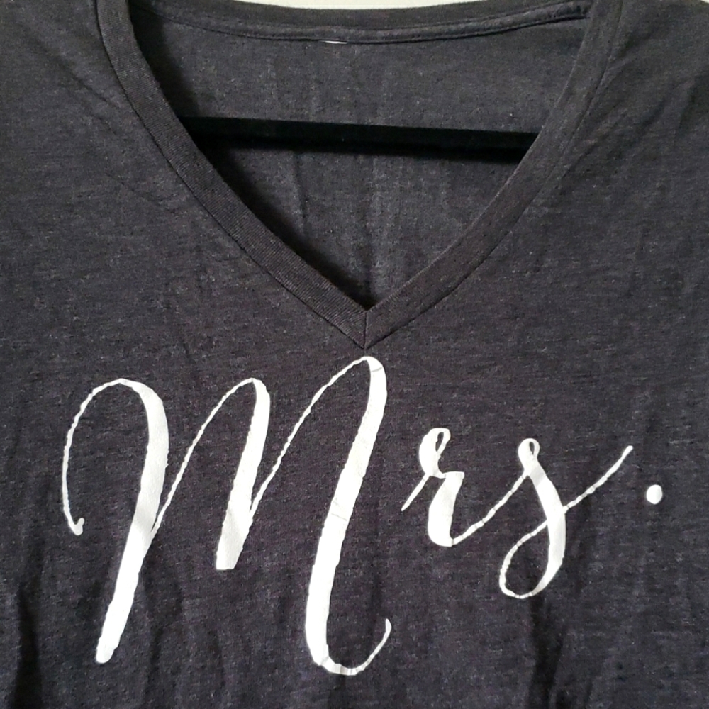 Black V-Neck 'Mrs.' T-Shirt